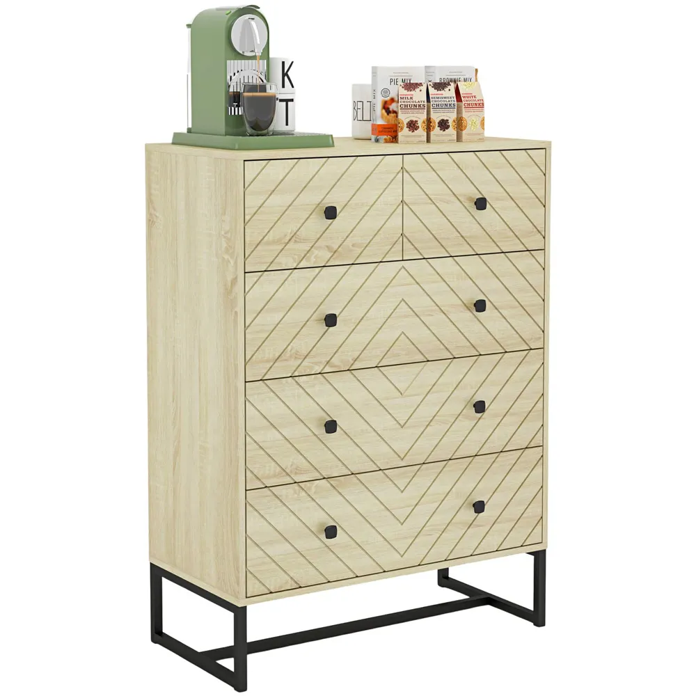 Aztec 5 Drawer Chest of Drawers - Brown