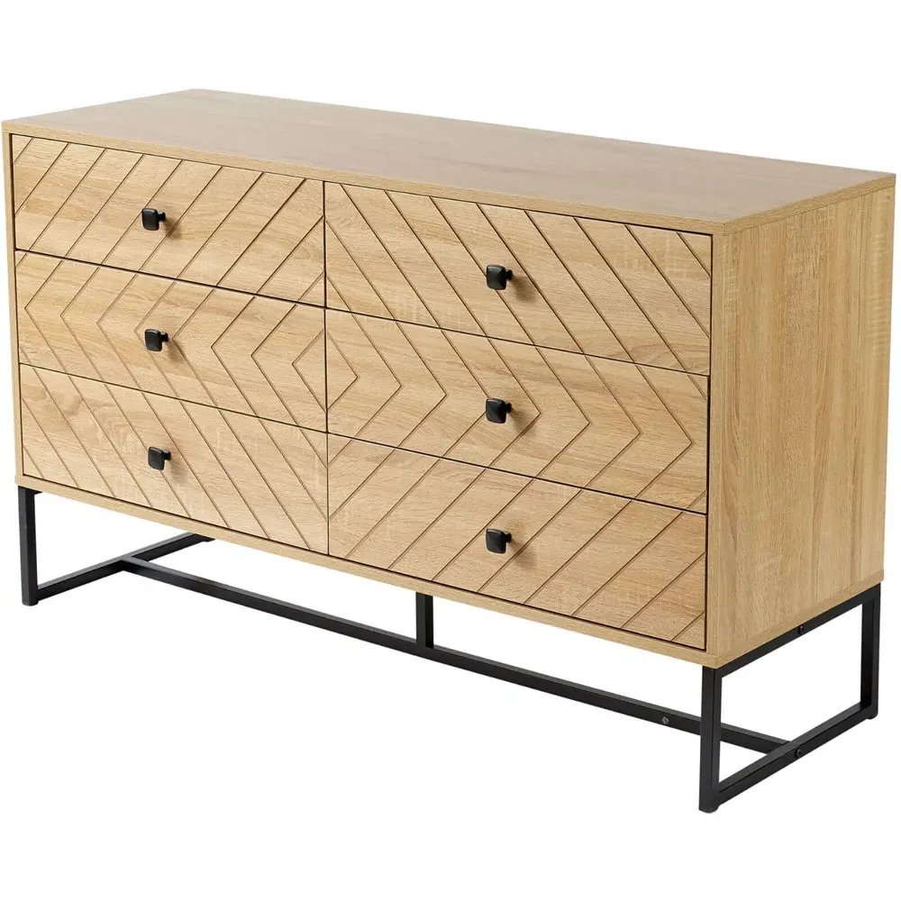 Aztec 6 Drawer Chest of Drawers - Brown