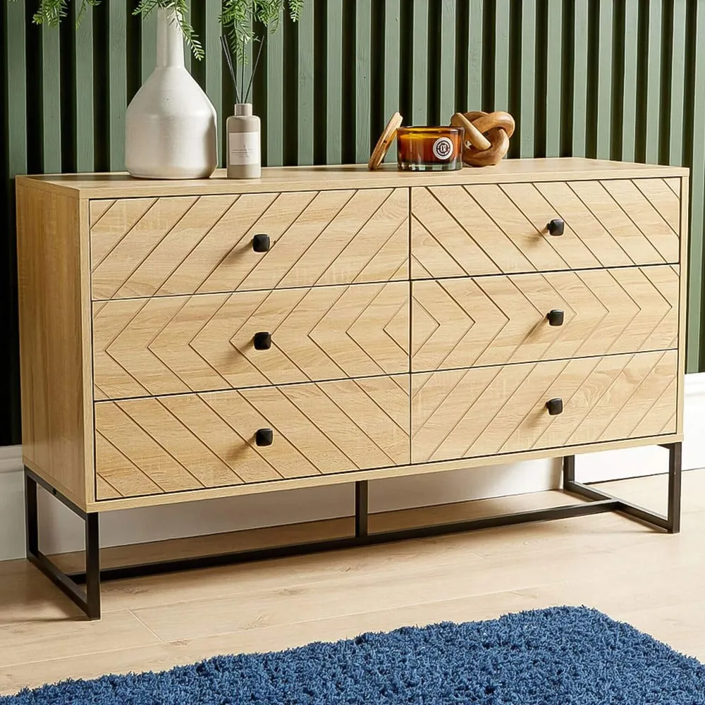 Aztec 6 Drawer Chest of Drawers - Brown