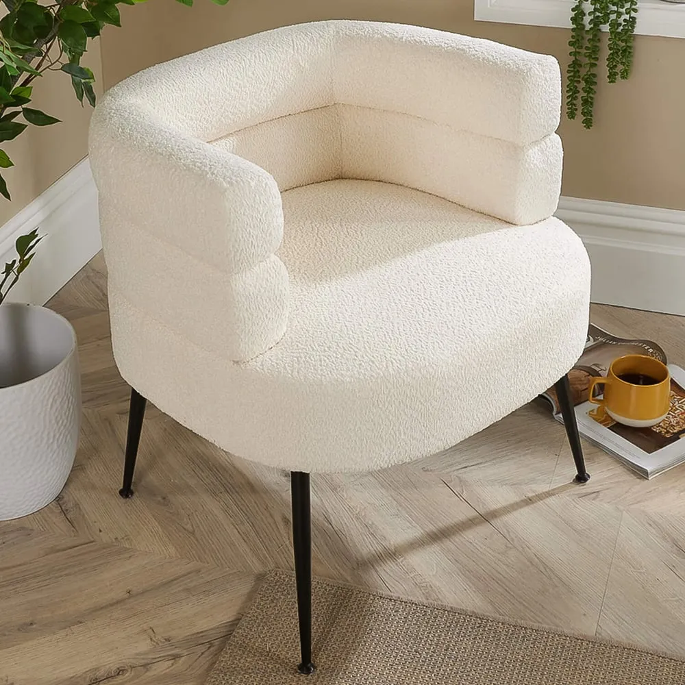 Barrel Accent Chair - Cream, Boucle