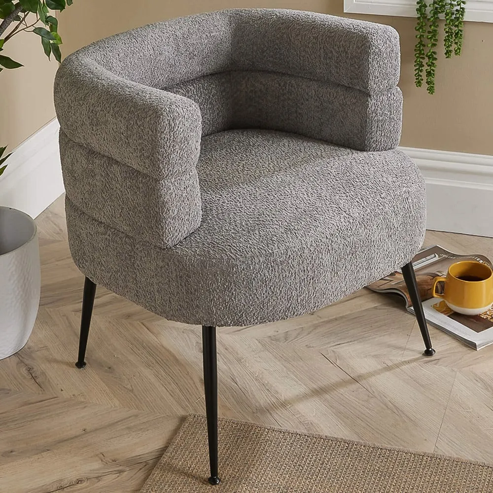 Barrel Accent Chair - Grey, Boucle