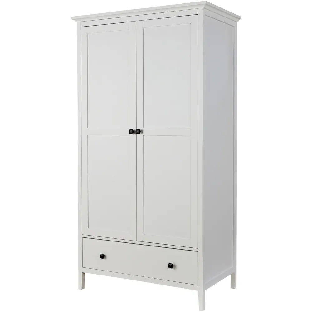 Belle Vue 2 Door Wardrobe with Drawer - White