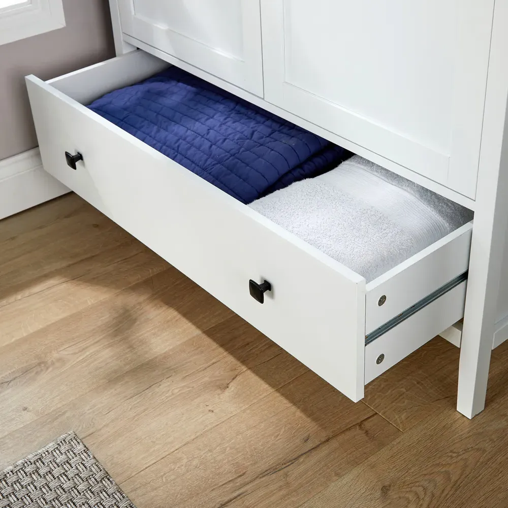 Belle Vue 2 Door Wardrobe with Drawer - White