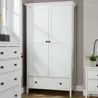 Belle Vue 2 Door Wardrobe with Drawer - White