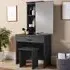 Berlin Single Drawer Dressing Table Set with Mirror - Black