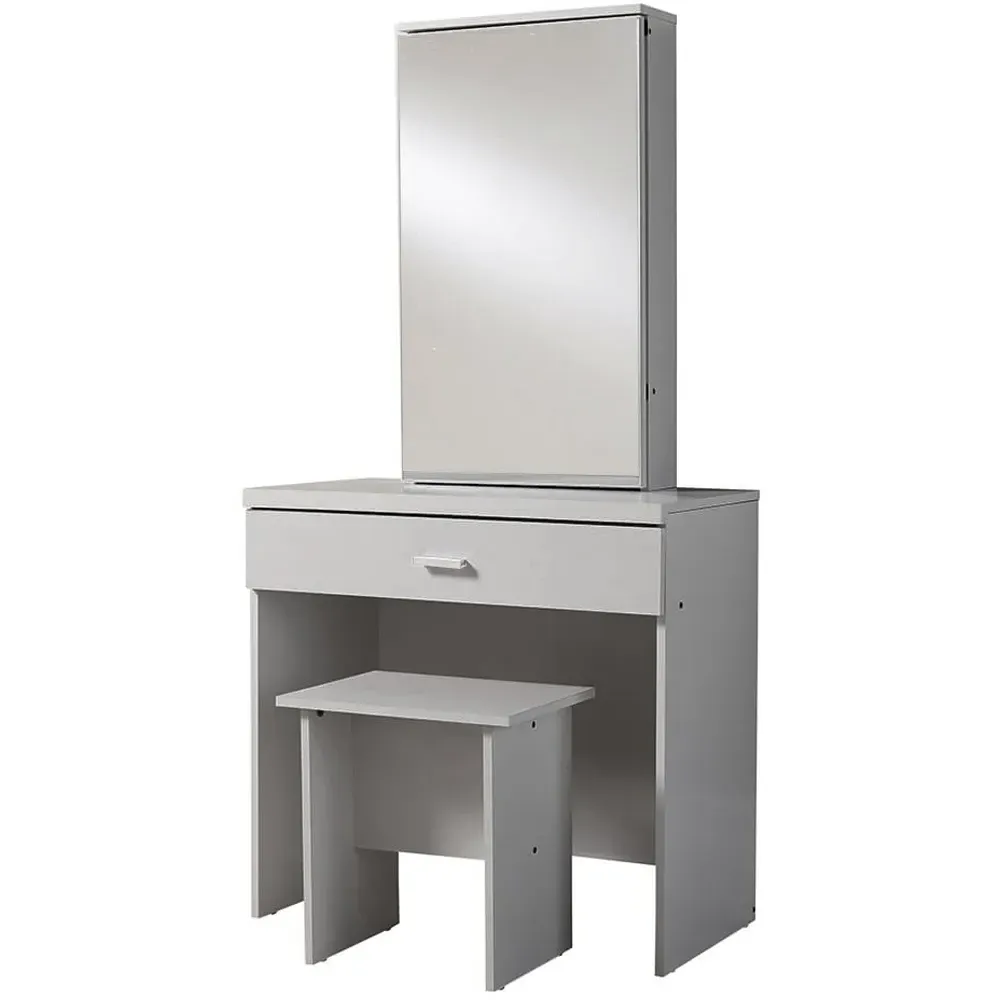 Berlin Single Drawer Dressing Table Set with Mirror - Grey