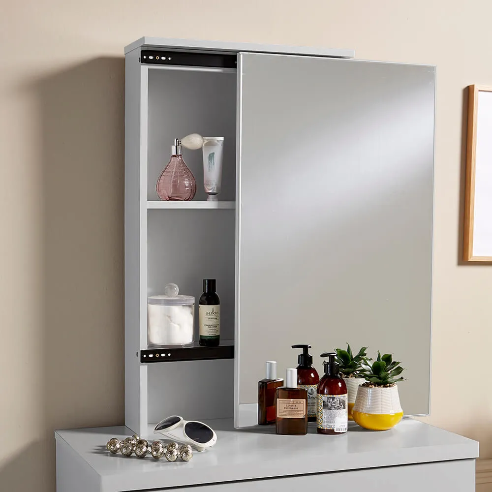 Berlin Single Drawer Dressing Table Set with Mirror - Grey