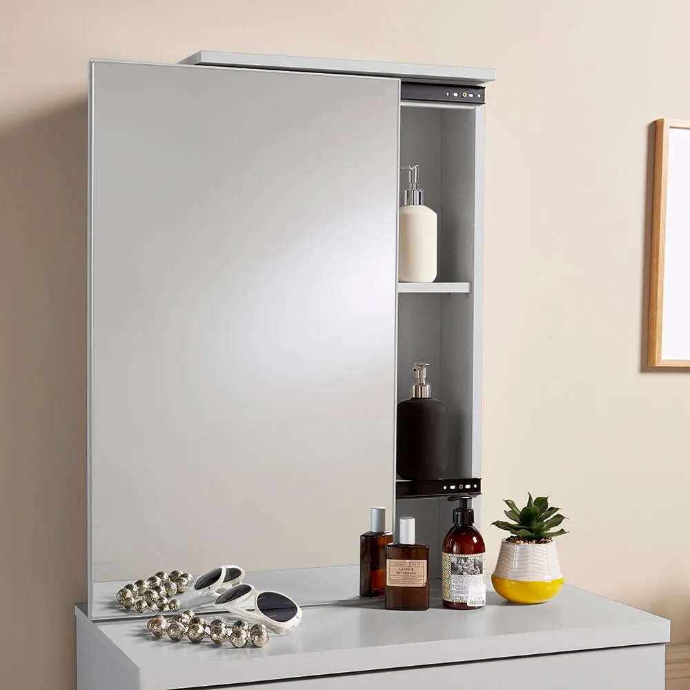 Berlin Single Drawer Dressing Table Set with Mirror - Grey