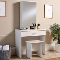 Berlin Single Drawer Dressing Table Set with Mirror - Grey