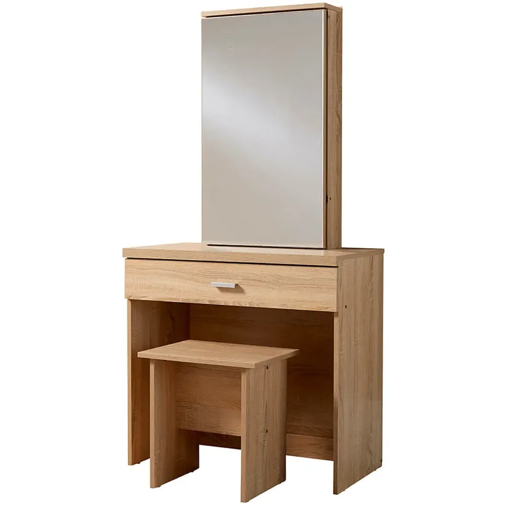 Berlin Single Drawer Dressing Table Set with Mirror - Oak