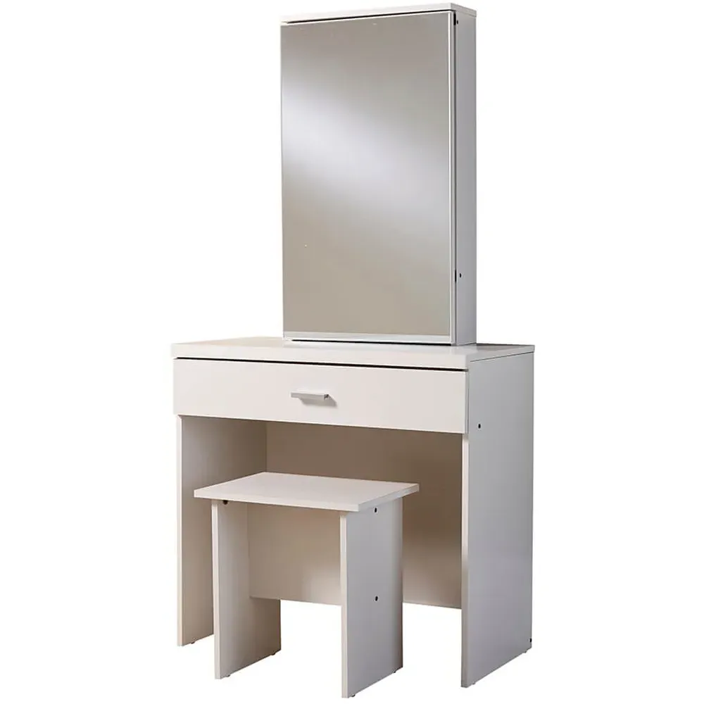 Berlin Single Drawer Dressing Table Set with Mirror - White