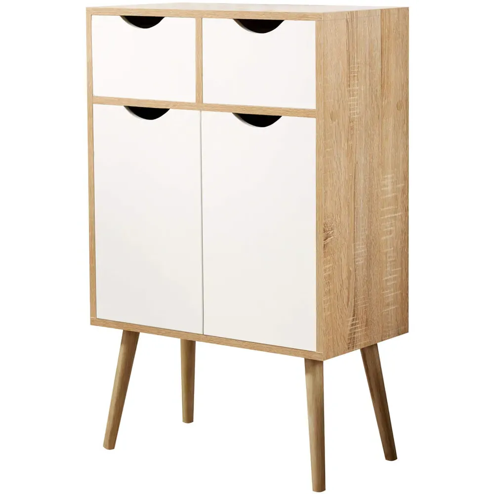 Boden 2 Door 2 Drawer Cupboard - White, Oak Effect
