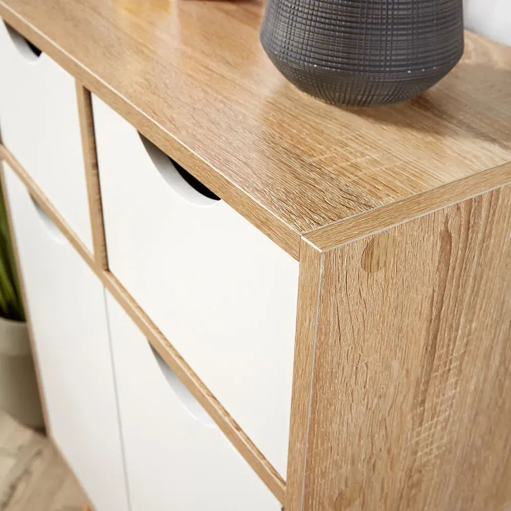 Boden 2 Door 2 Drawer Cupboard - White, Oak Effect