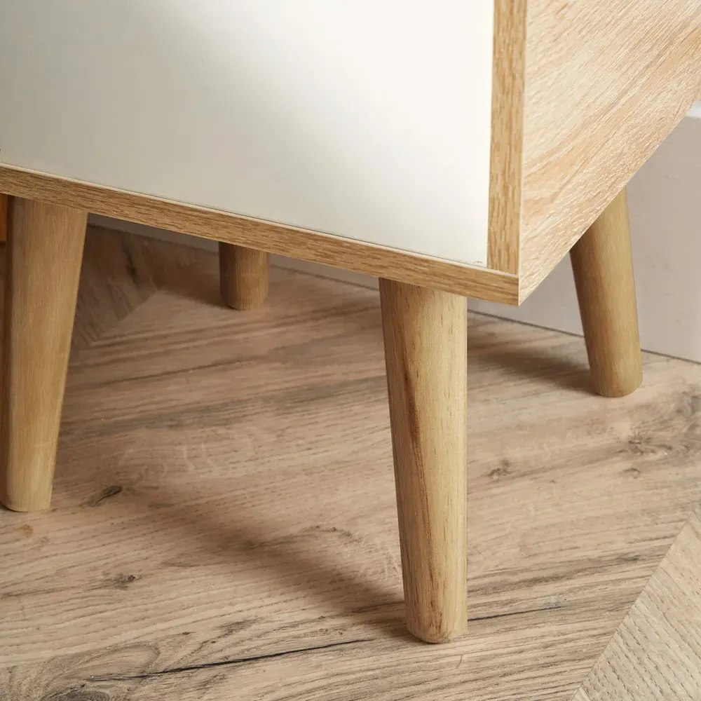 Boden 2 Drawer Bedside Table - White, Oak