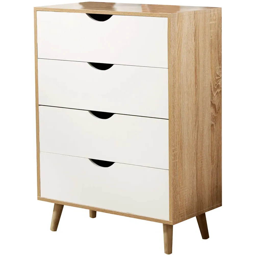 Boden 4 Drawer Wide Chest of Drawers - White, Oak