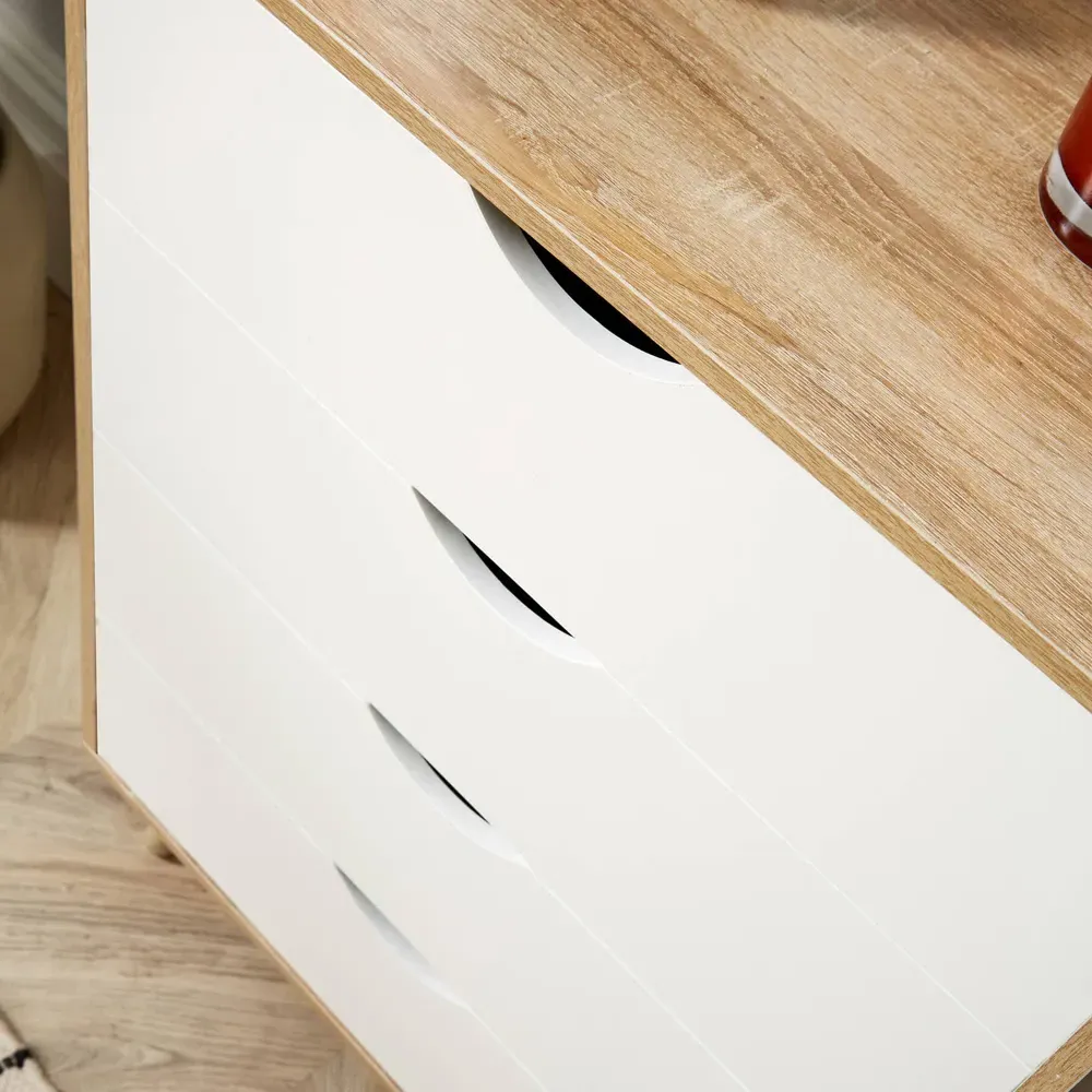 Boden 4 Drawer Wide Chest of Drawers - White, Oak