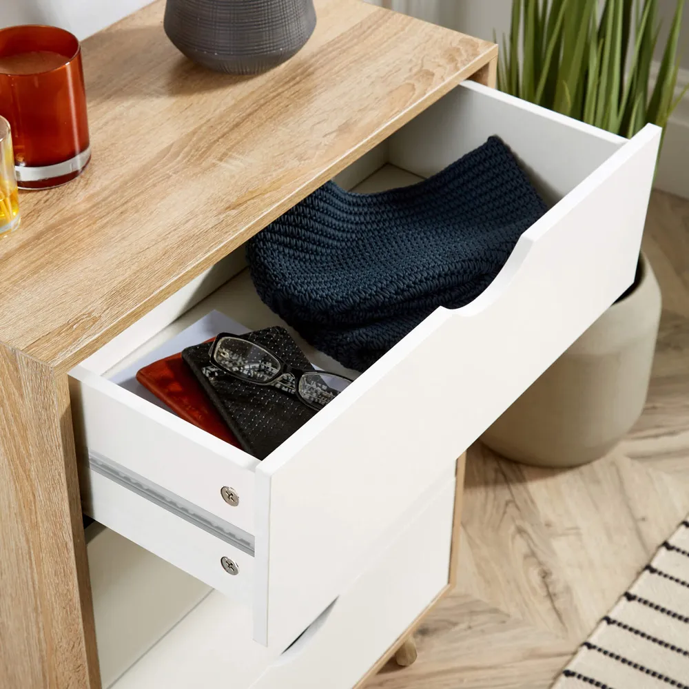 Boden 4 Drawer Wide Chest of Drawers - White, Oak