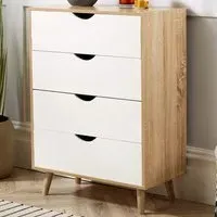Boden 4 Drawer Wide Chest of Drawers - White, Oak