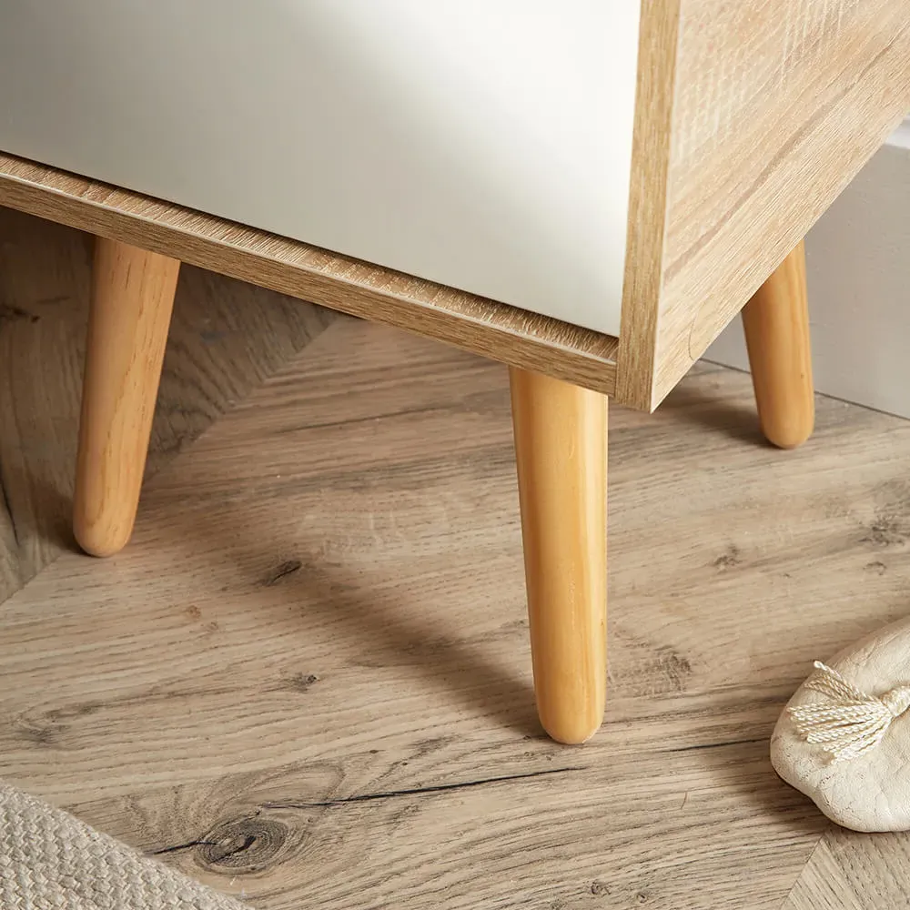 Boden Single Drawer Bedside Table - White, Oak