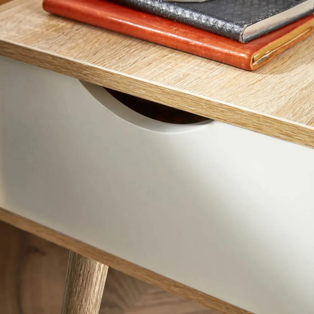 Boden Single Drawer Bedside Table - White, Oak