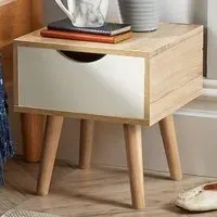 Boden Single Drawer Bedside Table - White, Oak