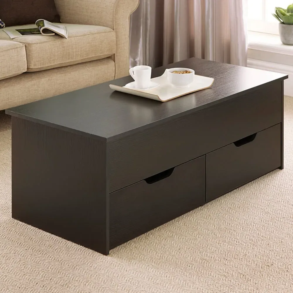 Bruges 2 Drawer Lift Up Coffee Table - Black image