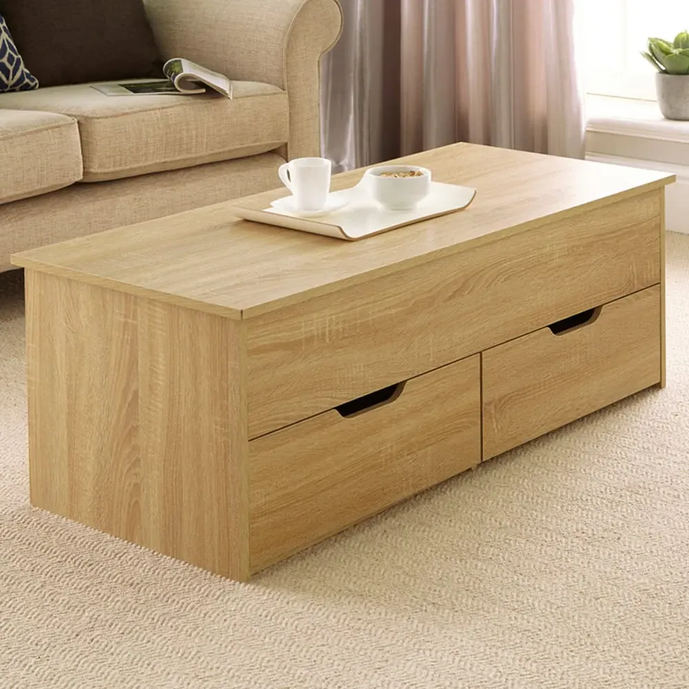 Bruges 2 Drawer Lift Up Coffee Table - Oak