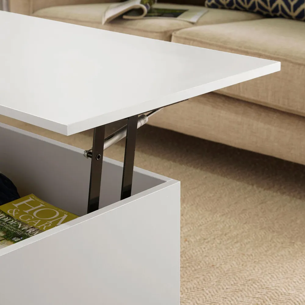Bruges 2 Drawer Lift Up Coffee Table - White
