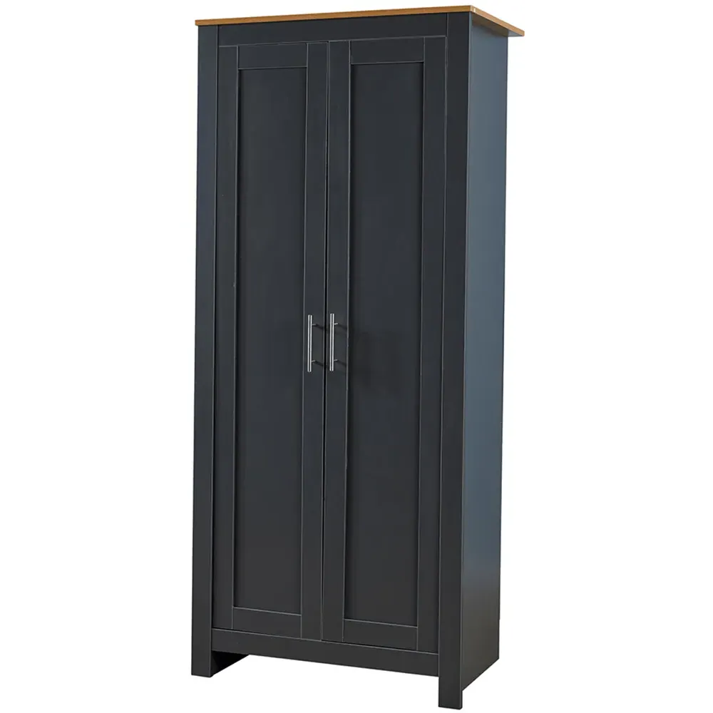 Camden 2 Door Wardrobe with Storage - Graphite Grey, Oak