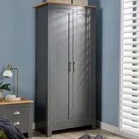 Camden 2 Door Wardrobe with Storage - Graphite Grey, Oak