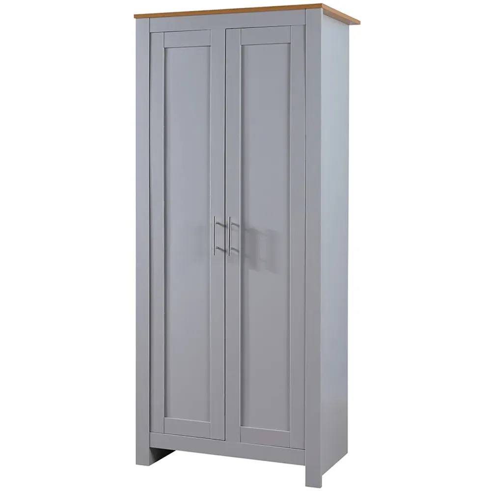 Camden 2 Door Wardrobe with Storage - Grey, Oak