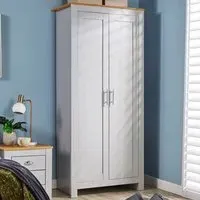 Camden 2 Door Wardrobe with Storage - Grey, Oak