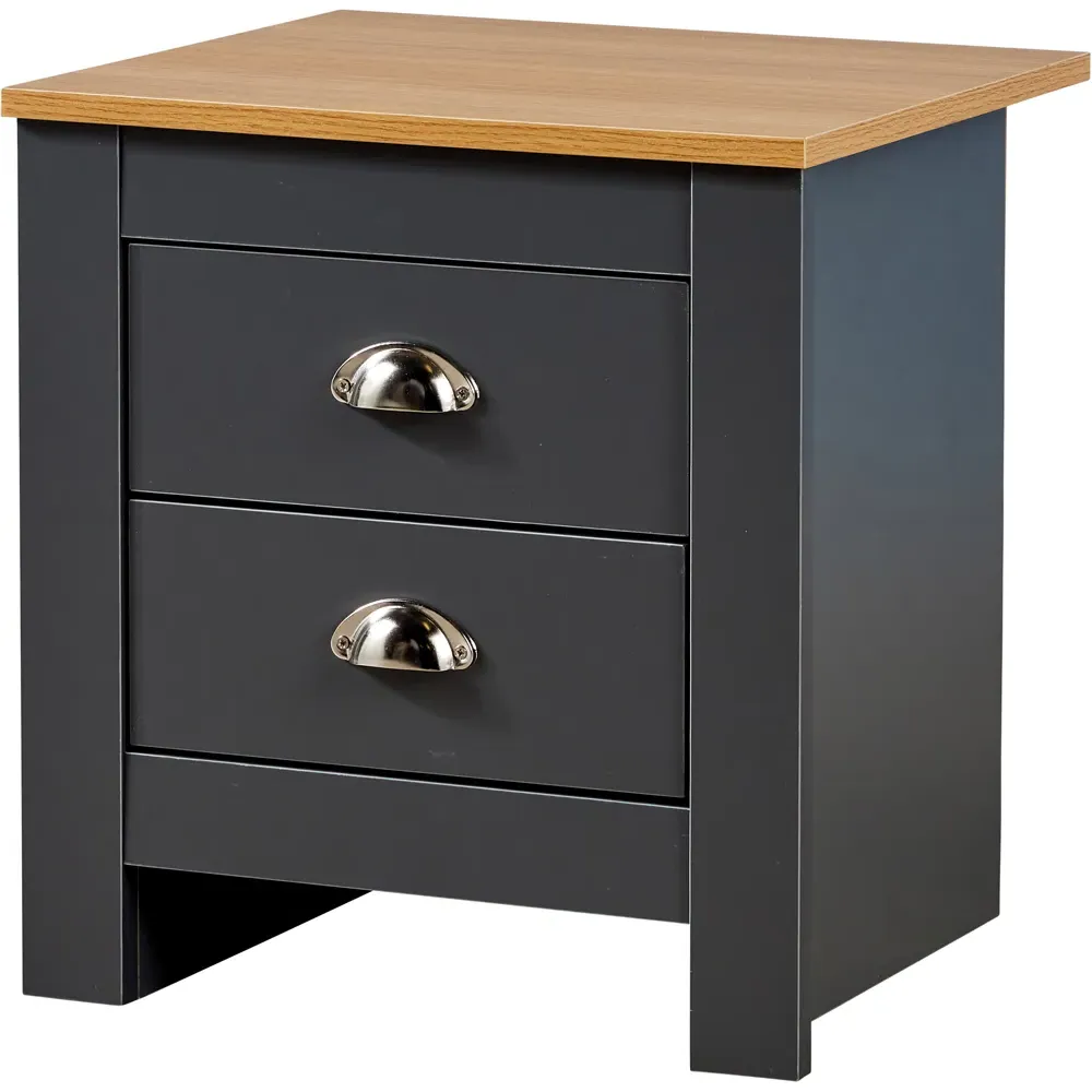 Camden 2 Drawer Bedside Table - Black