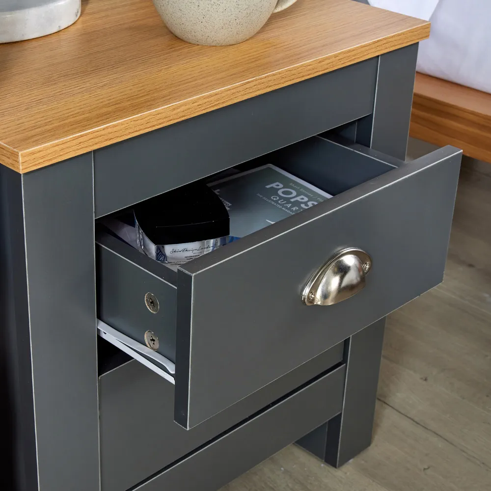 Camden 2 Drawer Bedside Table - Black