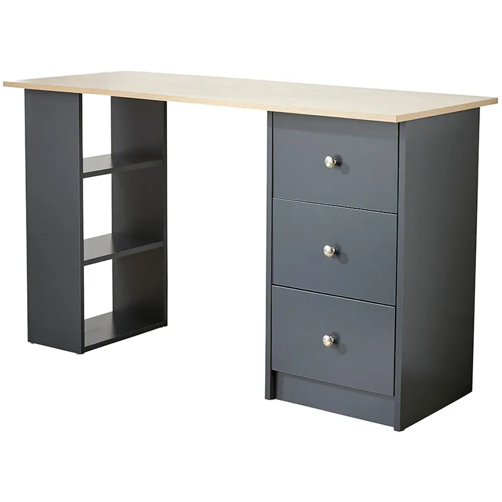 Camden 3 Drawer Computer Desk - Graphite, Oak