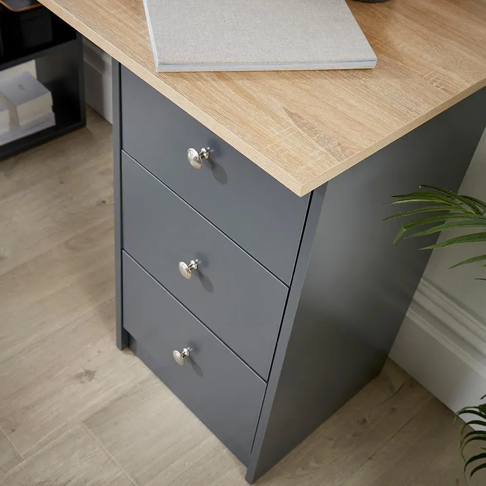 Camden 3 Drawer Computer Desk - Graphite, Oak