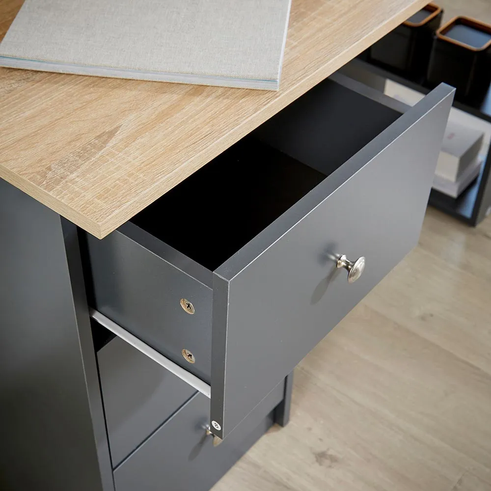 Camden 3 Drawer Computer Desk - Graphite, Oak