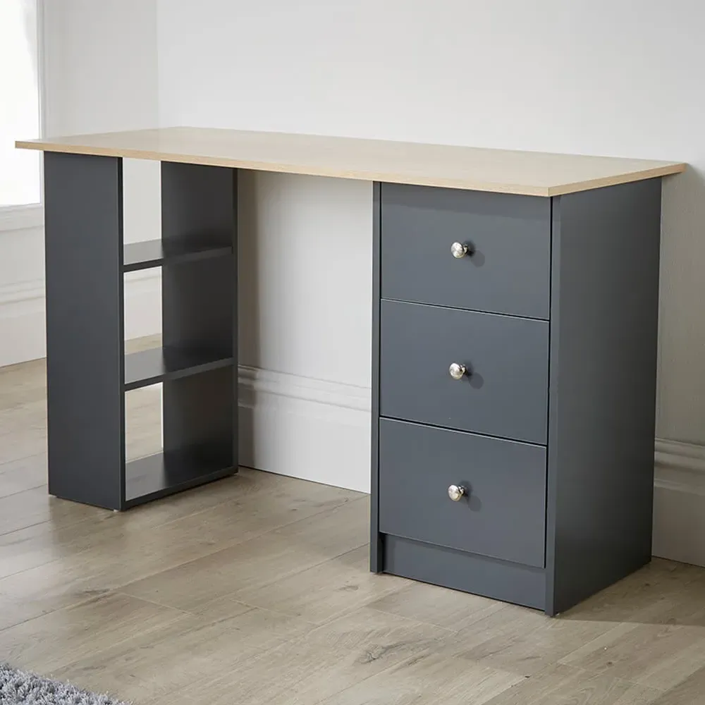 Camden 3 Drawer Computer Desk - Graphite, Oak