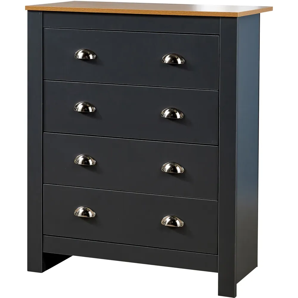 Camden 4 Drawer Chest of Drawers - Graphite, Oak Top
