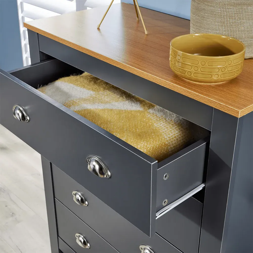 Camden 4 Drawer Chest of Drawers - Graphite, Oak Top