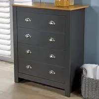 Camden 4 Drawer Chest of Drawers - Graphite, Oak Top