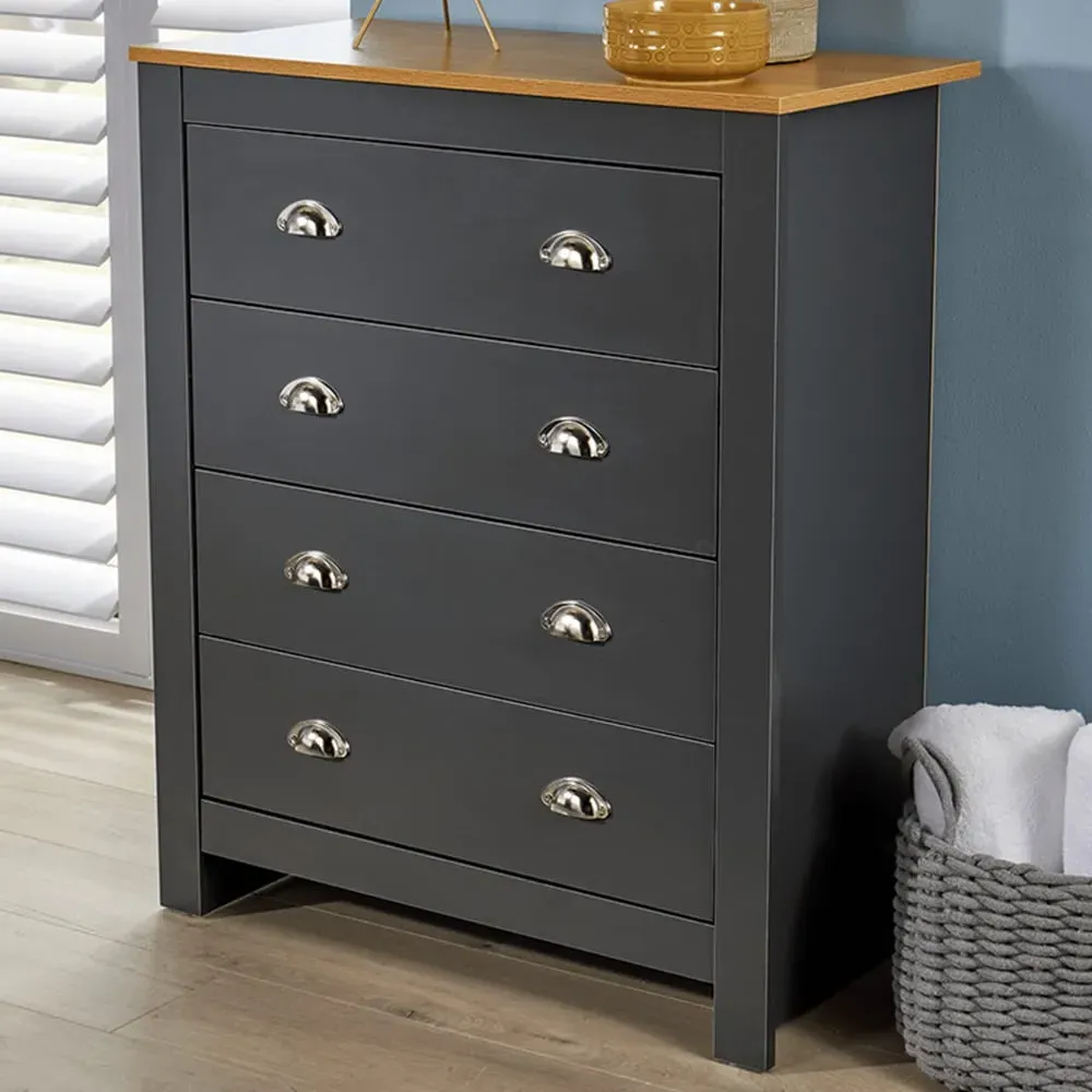 Camden 4 Drawer Chest of Drawers - Graphite, Oak Top image