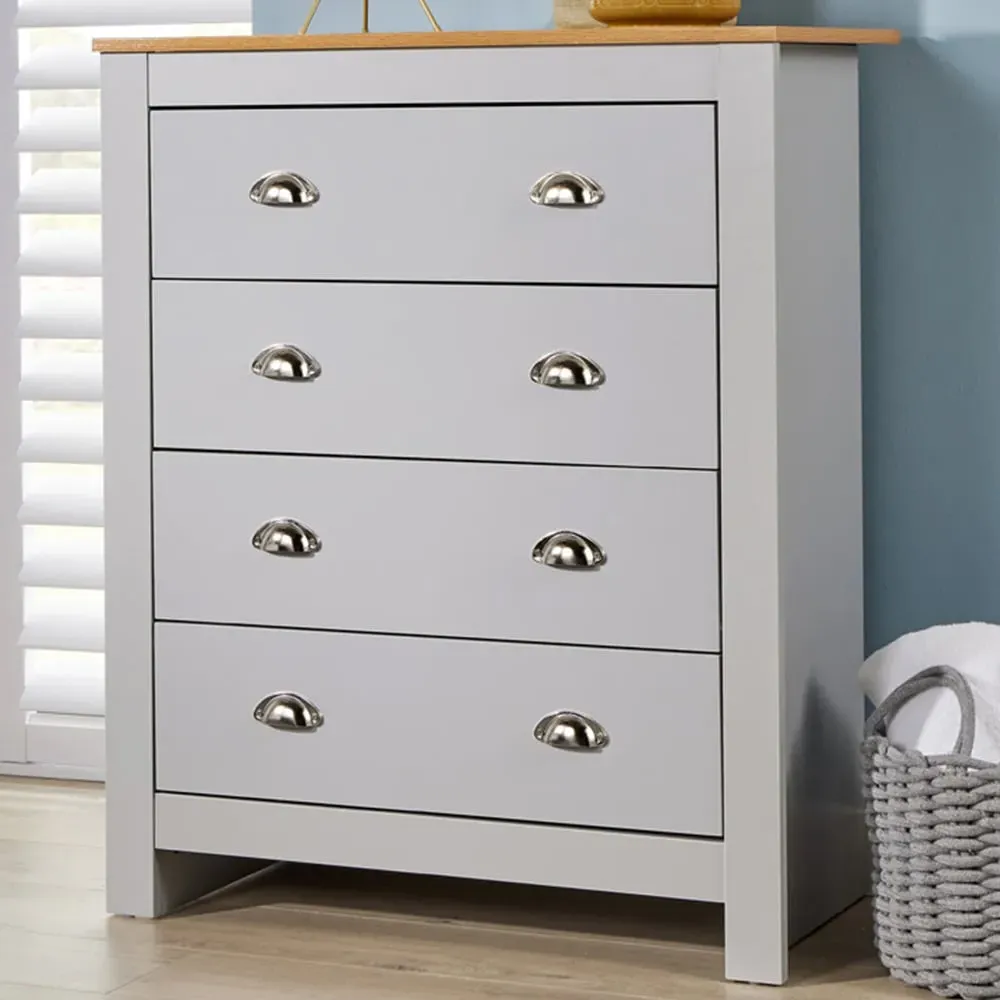 Camden 4 Drawer Chest of Drawers - Grey, Wood image