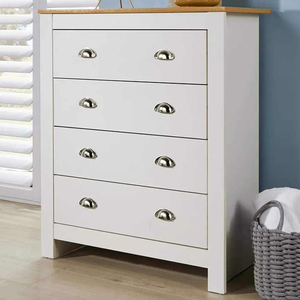 Camden 4 Drawer Chest of Drawers - White, Wood