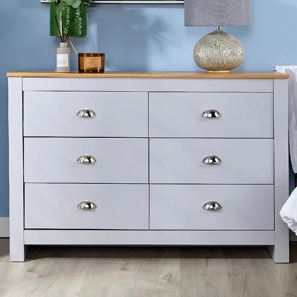Camden 6 Drawer Chest of Drawers - Grey, Oak image