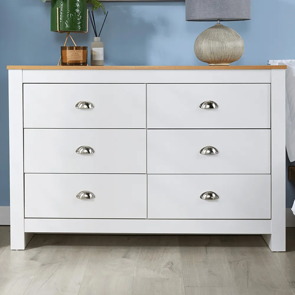 Camden 6 Drawer Chest of Drawers - White, Oak