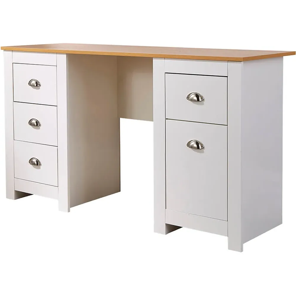 Camden PC Desk with Storage - White, Oak