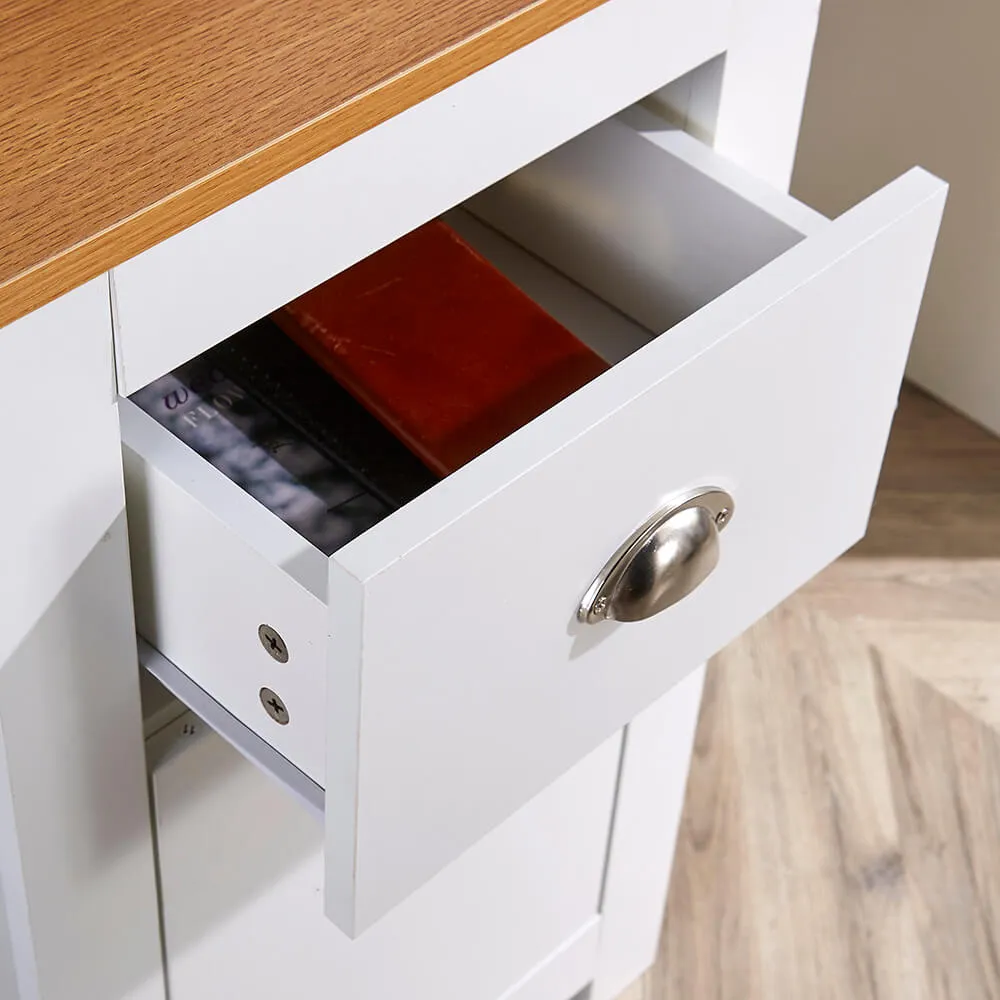 Camden PC Desk with Storage - White, Oak