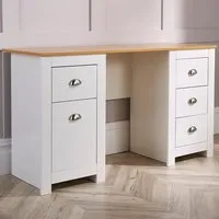 Camden PC Desk with Storage - White, Oak