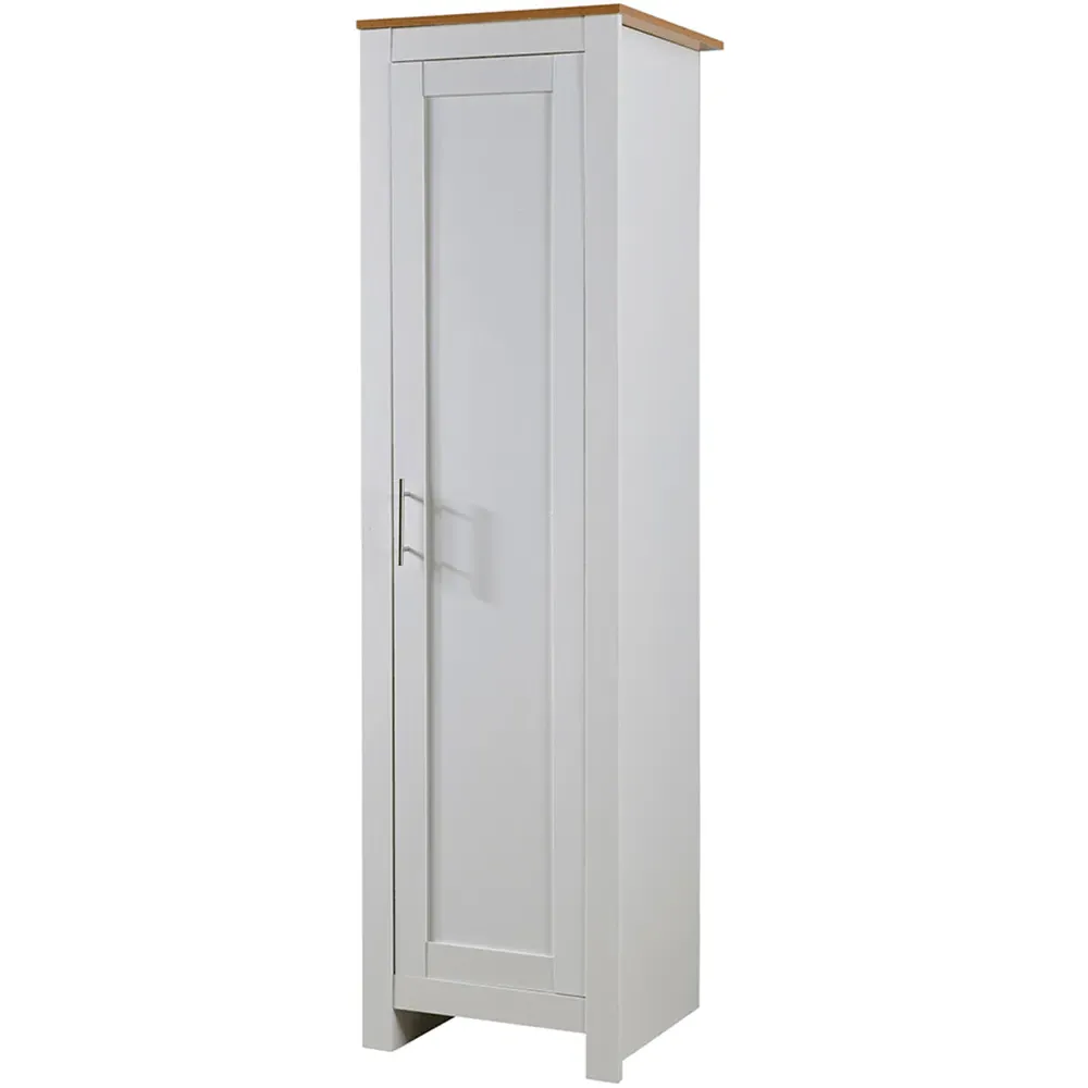 Camden Single Door Slim Wardrobe - White, Oak
